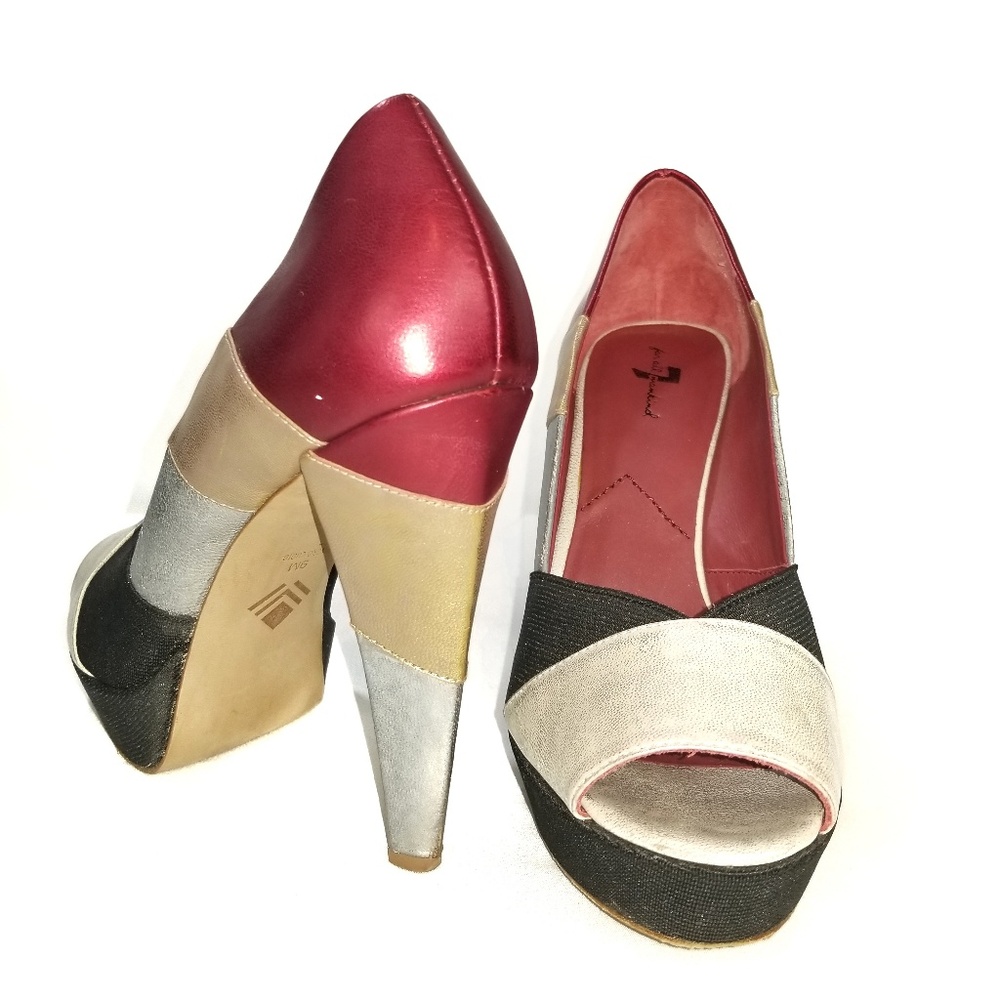 7 For All Mankind Mixed Media High Heels Size 9